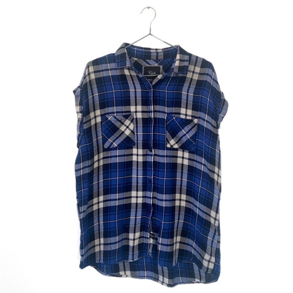 Rails Blue/Black Plaid Sleeveless Button Down Flannel Size Medium